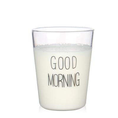 China Wholesale CLASSIC 400ml Heat Resistant Glass Mugs Good Morning Milk Mugs Breakfast Cups Microwave Oven Glass for sale