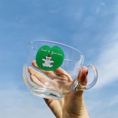 China Modern Stylish Classic Stocked Bear 500ml Milk Glass Shot Bowl Bar Green Glass Cup Ice Cream Dessert Bowls for sale