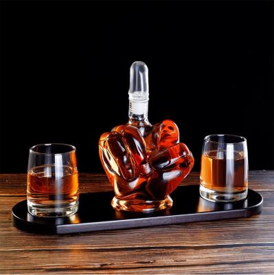 China 2021 GIFT BOX Finger Wine Whiskey Decanter with 2 Whiskey Glasses Set for Liquor, Bourbon Vodka for sale