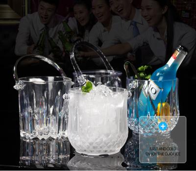 China Bar Party Viable High Quality Diamond Led Luxury Flashing Colorful Acrylic Plastic Ice Bucket Wine Vodka Whiskey Champagne Buckets for sale