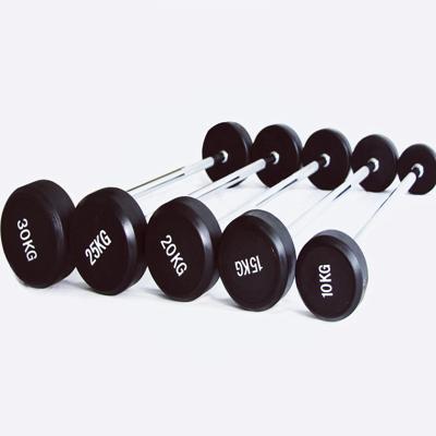 China Steel and Rubber Coated Straight Set 10kg 15kg 20kg 25kg 30kg Durable Barbell Bar Gym Weightlifting for sale