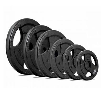 China Durable Tri Holes Gym Cast Iron Barbell Rubber Weight Plates Plates Bumper Rubber for sale