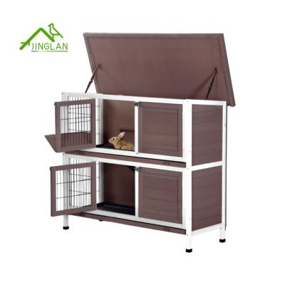 China Two Wooden Floor Rabbit Hutch Rabbit Hutch Chicken Coop Breathable Wooden House for sale