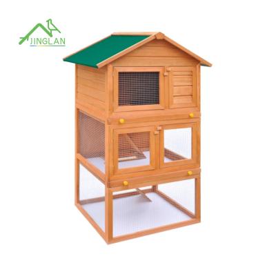 China Breathable Rabbit Hutch 3 Layers Non-slip Wire Ladders Wooden Mesh Greenwater Proof Easy Assemble Iron for sale