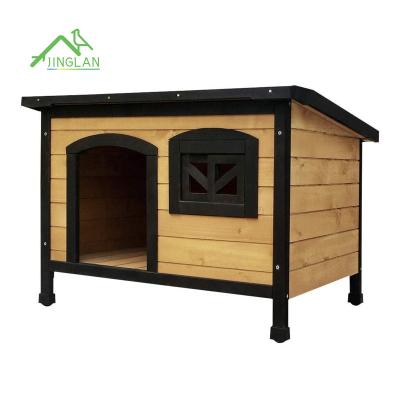 China Breathable Wooden Log Cabin Wooden Timber House Large Kennel Dog Kennel Indoor Outdoor Window for sale