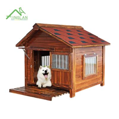 China Pet Kennel Outdoor Rain Breathable Solid Wood Outdoor Kennel General Type Large Dog Kennel Four Season Kennel Wooden Cage for sale