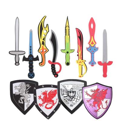 China Game EVA Foam Plastic Sword Role Play Set Safe Plastic Toys EVA Ninja Warrior Weapons Costume And Shield for sale