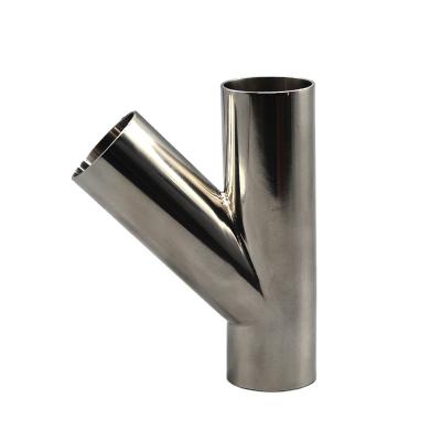 China Casting RTS Stainless Steel 304 316 Sanitary Lateral Tee Pipe Fitting 45 degree Y branch for sale