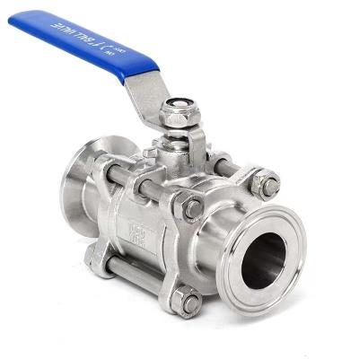 China DN20-DN300 Sanitary Stainless Steel 3pcs Ball Valve with Tri Clamp Connection and Size for sale