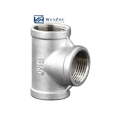 China Stainless Steel 201 304 316 TEE Internal BSPT BSP Thread Equal Diameter Pipe Fittings for sale