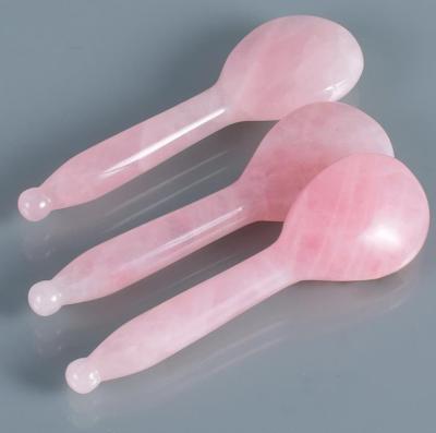 China Hot Comfortable Factory Sales Bian Stone Rose Quartz Jade Guasha Tools Gua Sha Spoon Set for sale