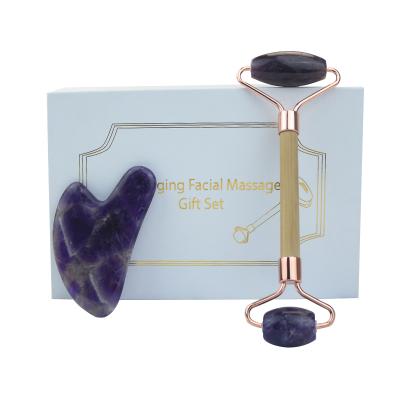 China Natural Amethyst Jade Roller Jade Roller Suit Customized Logo Fashional Souvenir Gifts Factory Supply for sale