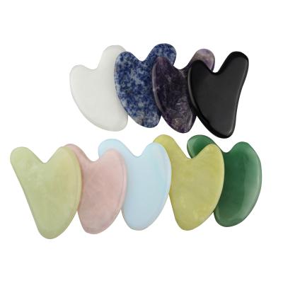 China Rose Quartz Stone Gua Sha Jade Roller Facial Gua Sha Set Tool Custom Gua Sha Body Face Massager Logo for sale