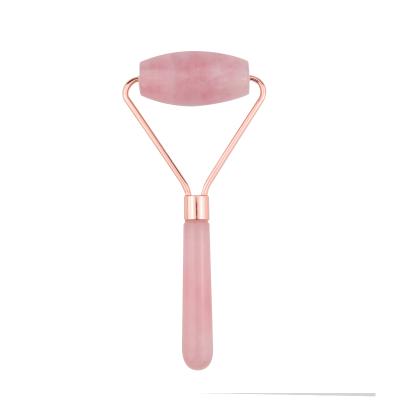 China Whitening Big Size Single Head Crystal Face Natural Stone Roller Rose Quartz Roller for sale