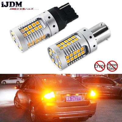 China OEM Replace Free CANBUS Errror LED Bulbs Series Car 7440 LED No Hyper Flash 48-SMD 3030 LED T20 W21W LED Amber Bulbs For Turn Signal Light, Canbus for sale