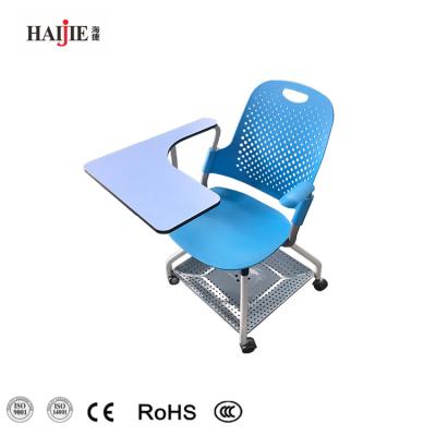 China Modern Indoor Use Kids Plastic Chairs Folding Student Training Chair With Casters Registration Board Table Set for sale