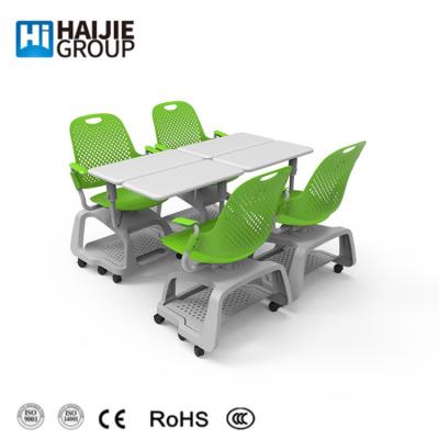 China 360Â ° high-class student Staff Room Rotating Casters Plastic Material Student Furniture Conference Training Chair School Tables and Chairs for sale