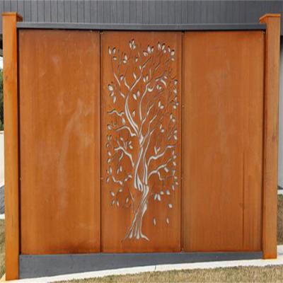 China Rectangle Decoration Metal Garden Products Corten Steel Garden Screen Fence for sale