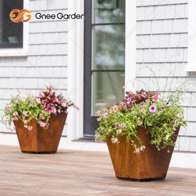 China OEM ODM Raised Rectangular Metal Planter Box Corten Steel for sale