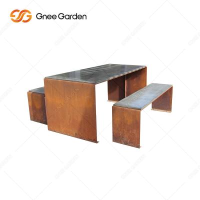 China OEM ODM de Welkome Rusty Red Outdoor Metal Furniture Bank van het Metaalpark Te koop