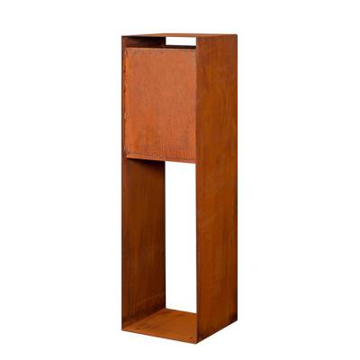 China Weathering Steel Corten Steel Metal Parcel Drop Box Vertical Decorative for sale