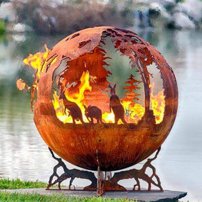 Cina Il fuoco d'acciaio spesso Handcrafted Pit And Water Bowl Sphere di 100cm Corten ha modellato in vendita