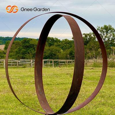 China SGS Verklaarde Landschappen van het Staalrusty metal ring sculpture outdoor van Roestcorten Te koop