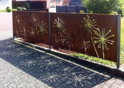 China Laser Cutting Dandelion Patterns Corten Steel Garden Screens Decoration for sale