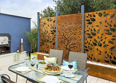 China Oak Tree Design Rusty Corten Steel Privacy Screens Decorative 600*1200mm for sale