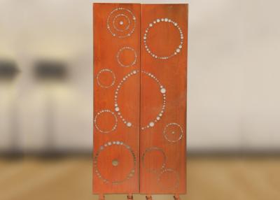 China 1800x900mm Metal Garden Ornaments Corten Steel Decorative Screens Circle Pattern for sale