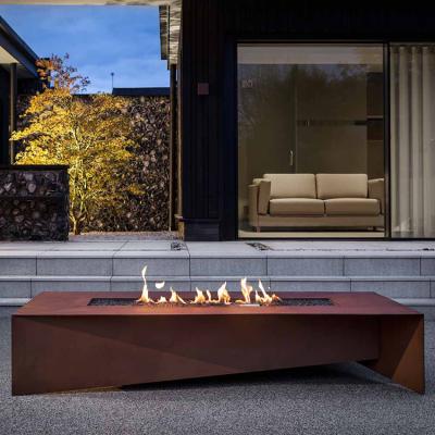 Cina Combustione di legno della Tabella a 72 pollici di Rusty Rectangular Corten Steel Fire in vendita