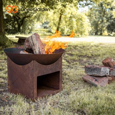 China 56cm Laser Cut Round Corten Fire Pit For Garden Decoration for sale