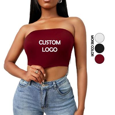 China Custom Cute QUICK DRY Workout Shirts Off Shoulder Strapless Simple Sleeveless Blouse Tops Sexy Solid Color White Woman Crop Tube Top for sale