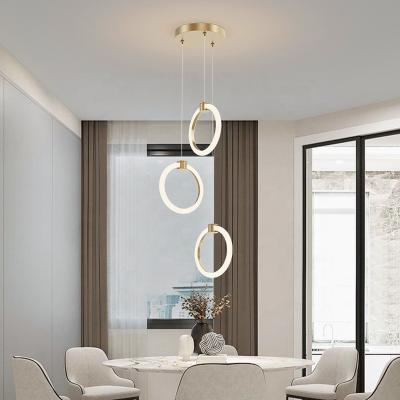 China Dropshipping Chandeliers 3 Modern Blind Acrylic Rings LED Ceiling Pendant Light For Dining Room for sale