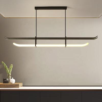 China Frosted Acrylic with Black Metal Newcomer 47 Inch Industrial Metal LED Linear Pendant Lights for Kitchen Room for sale