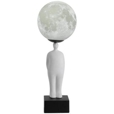 China Wholesale Eco-friendly PLA Ball Resin Body PLA 3D Moon Shade Art Bedside Table Lamp for sale