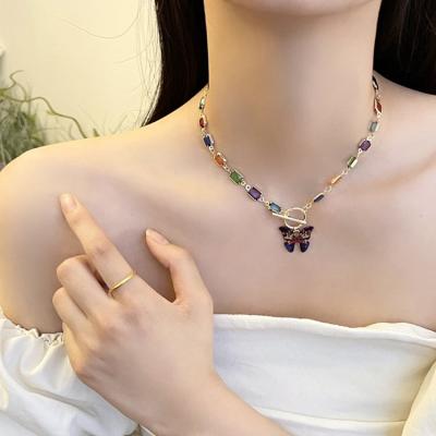 China Other Latest China Promotion Style New Refined Beautiful Crystal Butterfly Choker Necklace for sale