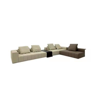 China Minimalist Quality Guaranteed Chaise Living Room Leather Luxury Three Seater Sofa for sale