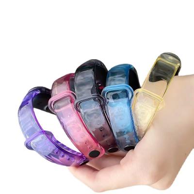 China High Quality Transparent LIGHT CHANGING Color Changing Xiaomi Band 3/4/5 Replacement Silicone Material Watch Band for sale