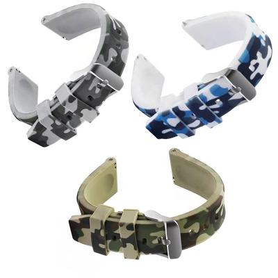 China Universal Water Resistant 20mm 22mm 24mm 26mm Camouflage Watch Silicone Watchband Rubber Replacement Strap For Samsung S3 for sale