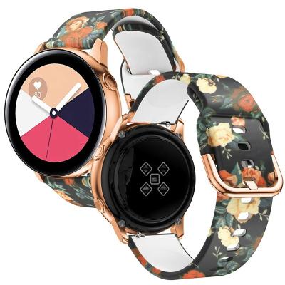 China Hot Selling Water Resistant Customized Printed Soft Silicone Watch Strap Bands For Samsung Smart Watch Bands for sale