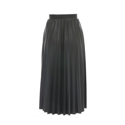 China PU New Arrivals PU Women's Casual Office High Waisted Plus Size Long Pleated Skirt for sale