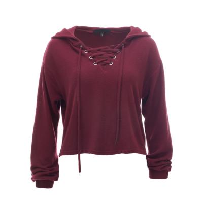 China Factory Price Breathable Cheap Breathable Crop Top Long Sleeve Pullover Short Hoodie For Women for sale