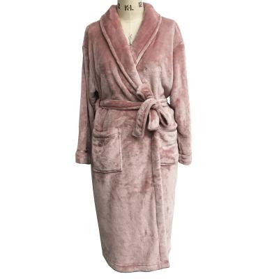 China Customized Thermal Soft Flannel Women's Solid Nightgown Thermal 2021 Winter Long Robes Sleepwear for sale