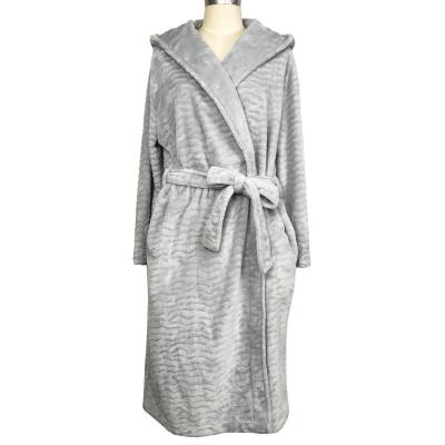 China New Winter Customerized Jacquard Thermal Soft Stealth Sleepwear Fleece Adult Women Bath Robe for sale