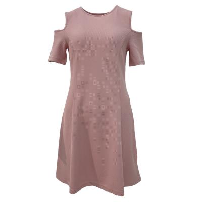 China Daily Anti-Shrink O Neck Custom Design Pink Casual Cotton Strapless Dress For Women for sale