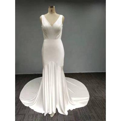 China WT1992A Breathable Custom Wholesale Wedding Dresses And Elegant V-Neck Mermaid Italian Wedding Dresses Exquisite Satin Dream Imported for sale