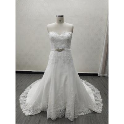 China LW2078 Breathable High Quality A Line Sweetheart Plus Size Wedding Dresses With Lace Applique Beaded Zipper Back Wedding Gowns for sale