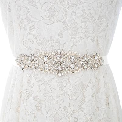 China FB013 Polyester sample for new style free rhinestone and pearl wedding sashes and belts for wedding part for sale