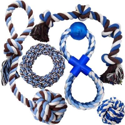 China Hot Selling Wholesale Viable Handmade Dog Toy Ball Set For Pet 5 Pack Cotton Knot Rope for sale